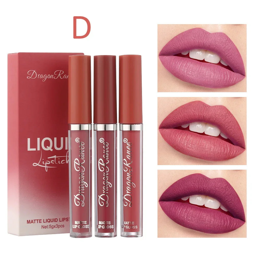 3 PCS Liquid Lipsticks Set Long Lasting Make up for Women Korean Beauty Cosmetics 
