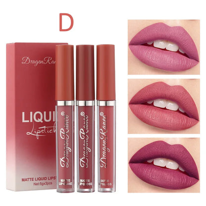 3 PCS Liquid Lipsticks Set Long Lasting Make up for Women Korean Beauty Cosmetics 