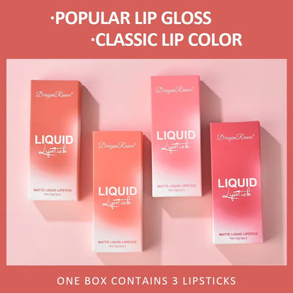 3 PCS Liquid Lipsticks Set Long Lasting Make up for Women Korean Beauty Cosmetics 