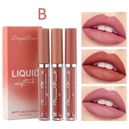 3 PCS Liquid Lipsticks Set Long Lasting Make up for Women Korean Beauty Cosmetics 